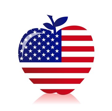 apple with an american flag illustration