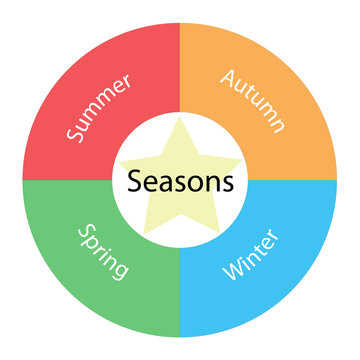 Seasons circular concept with colors and star