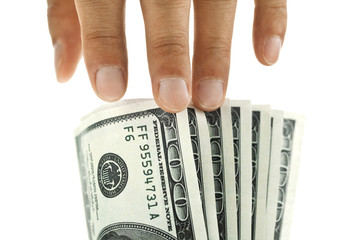 hand touching the money