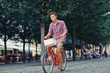 young man riding a fixie