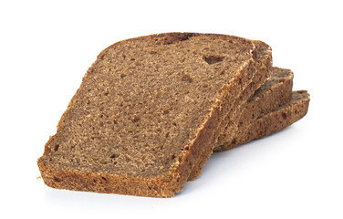 The cut loaf of bread on plate isolated on white