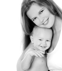 happy mom and baby