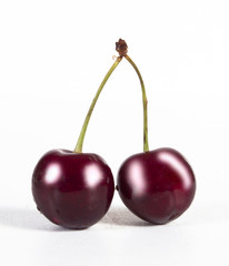 Two cherrie isolated on a white background.