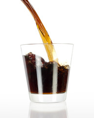 Pouring of cola in the glass