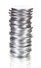 coin stack isolated on white