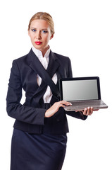 Woman businessman isolated on the white