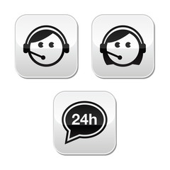 Customer service agents buttons set