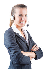 Call center operator isolated on white