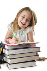 Girl with books and abacus