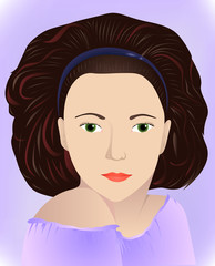 brunette in lilac
