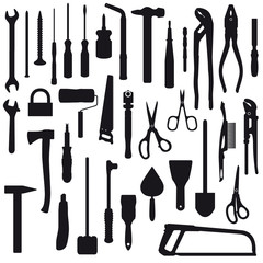 Set of hand instruments silhouettes