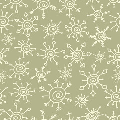 Doodle snowflakes seamless pattern, vector