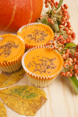 Halloween orange pumpkin cup cakes