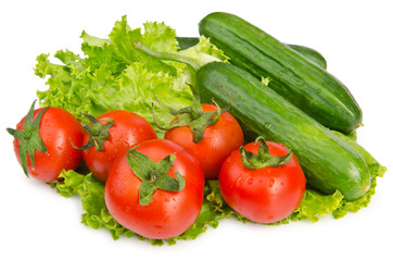 Cucumbers and tomatoes ready for salad