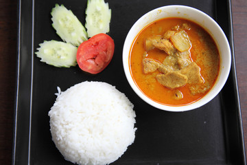 Thai food mussaman curry with rice