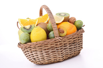 wicker basket with fruits