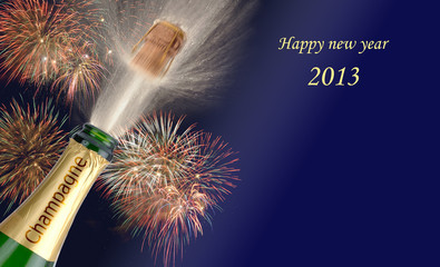 popping champagne at new year 2013