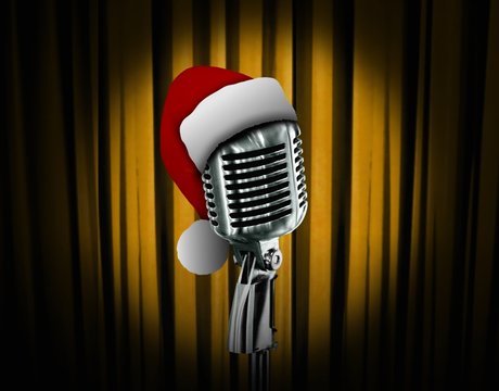 Retro microphone and Santa hat
