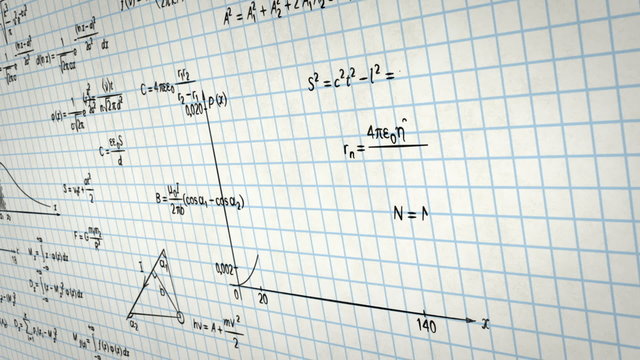 math physics formulas on squared paper panning loop