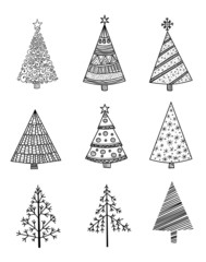 Set of 9 Christmas trees