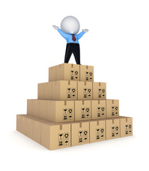 Pyramid made of carton boxes.