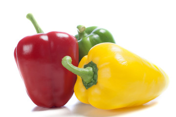 Selection of red yellow green peppers