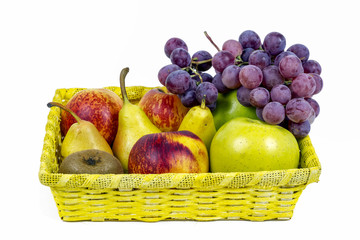 Apples, pears and grapes appetizing autumn fruit