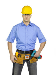 construction worker on white