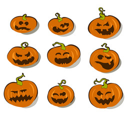 set of halloween pumpkins