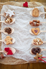 Wooden spoons with Christmas Cookies