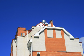 Top of modern brick house
