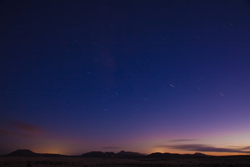 star trails over the dunes of Corralejo