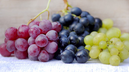 different variety of grape on table