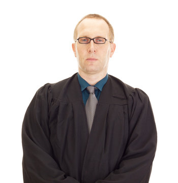A jurist in his black robe