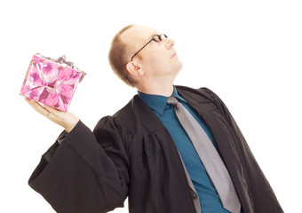 Lawyer throwing a colorful gift