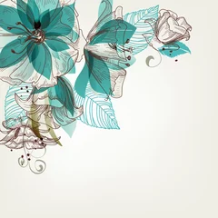 Papier Peint photo Fleurs abstraites Illustration vectorielle de fleurs rétro