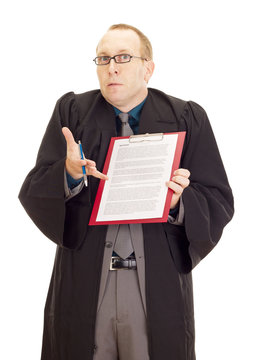 Lawyer with an agreement on his clipboard