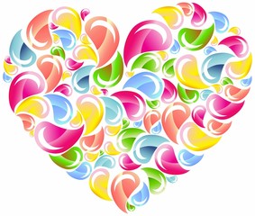 Colorful drops splashing heart