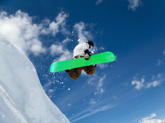 Snowboarder in the sky