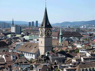 Fototapeta na wymiar Panorama of Zurich downtown