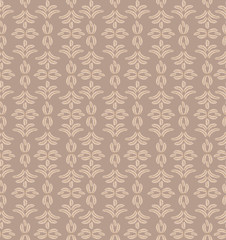 seamless vector leaves pattern with floral ornament