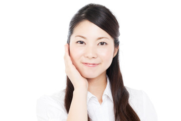 Beautiful businesswoman on white background. Portrait of asian.
