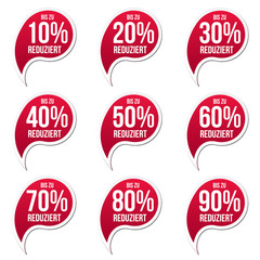 Reduziert - bis zu 90 Prozent - Tropfen - Rot