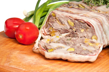 Terrine on a wooden board