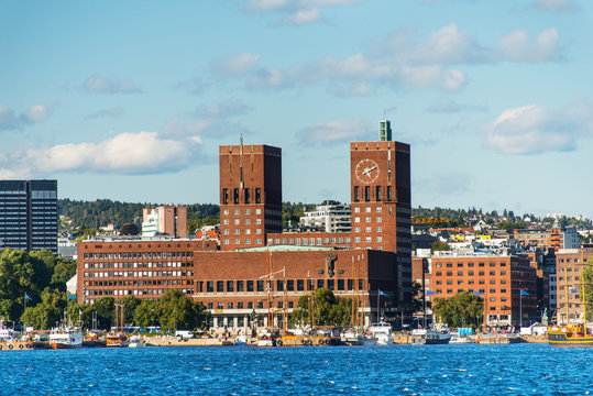 View of Oslo, Norway Radhuset from the sea