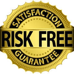 Risk free satisfaction guarantee golden sign, vector