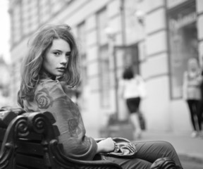 beautiful girl sitting in a rest