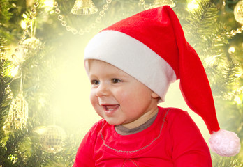 baby in Christmas bonnet