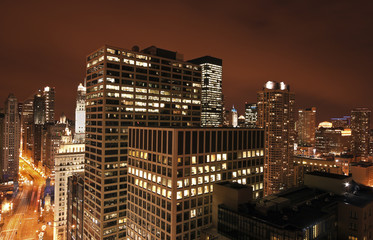 Fototapeta na wymiar Chicago from Michigan Avenue building