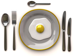 Fried egg on plate